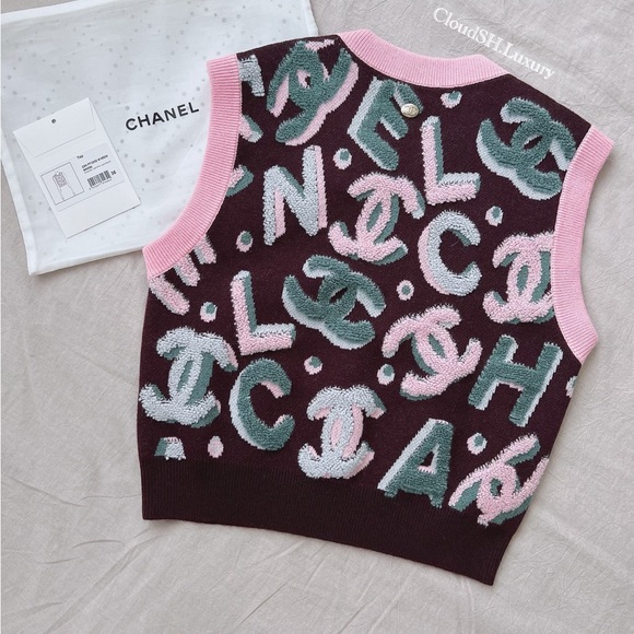 Auth Chanel 22N CC Logo Knit Top P73252 - Size 36 - Picture 2 of 14